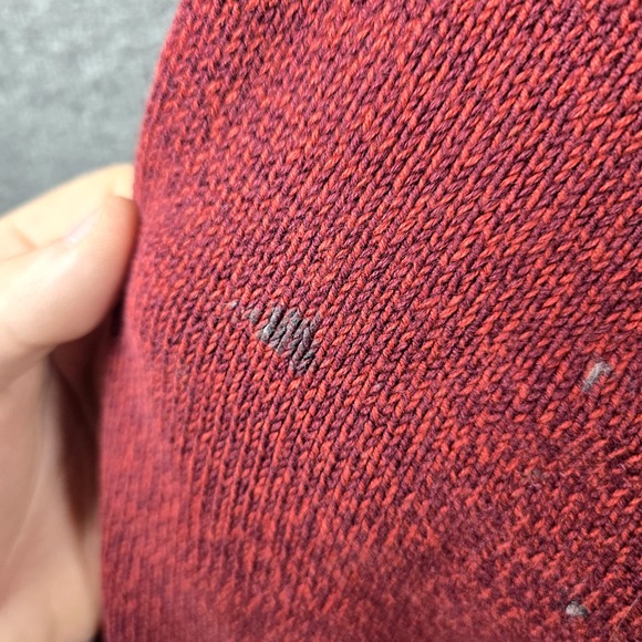 Eddie‎ Bauer Men M Red Burgundy Heather Pullover Sweater Quarter Zip Leather Zip - Picture 5 of 12